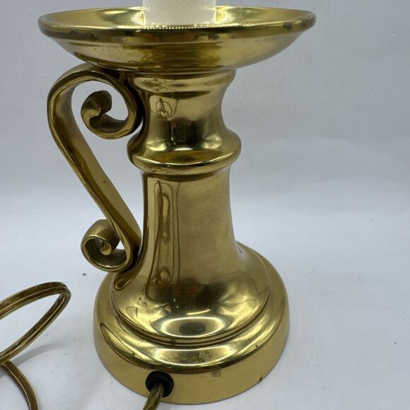 Vintage Brass Candlestick Desk Table Accent Lamp 14.5 Inches With Scroll Handle - Picture 5 of 8